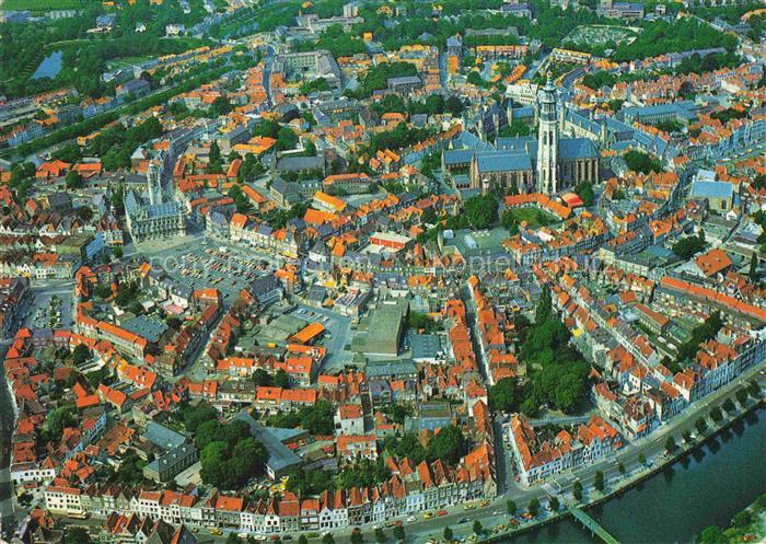 MIDDELBURG Zeeland NL Luchtopname-centrum Marktplatz Rathaus Kathedrale Kanal D