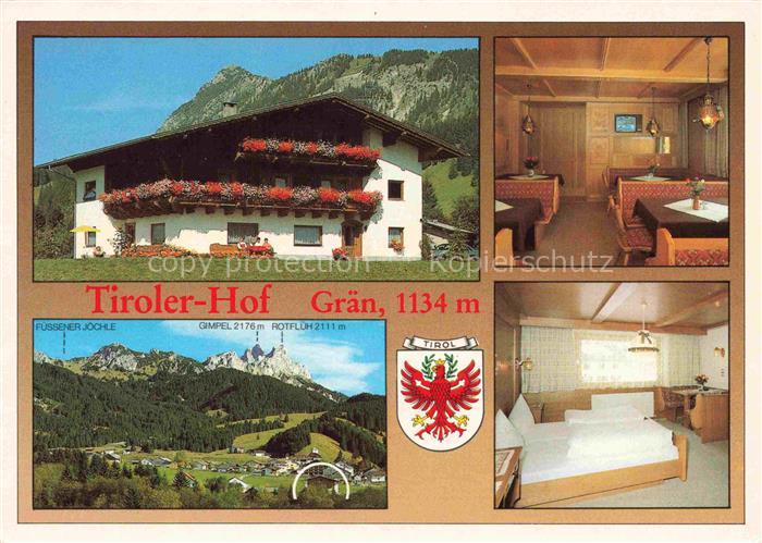 Graen Tannheimertal Tirol AT Tiroler-Hof Fuessener-Joechle Gimpel Rotflueh Berge