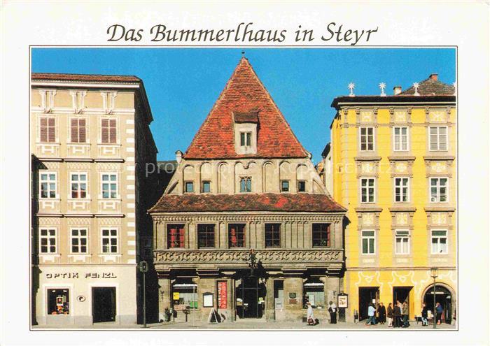 Steyr Enns Oberoesterreich AT Bummerlhaus Stadtplatz gotisches-Buergerhaus Optik