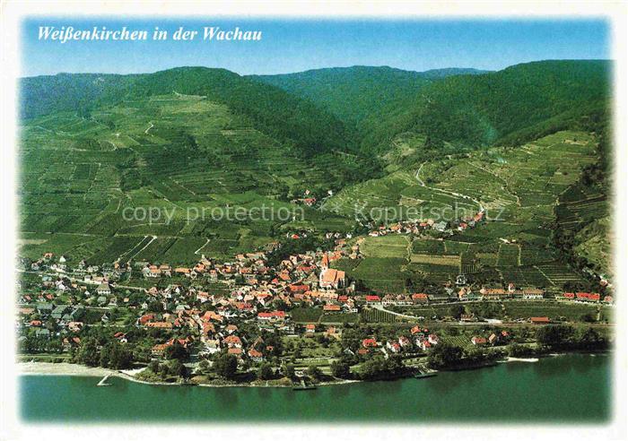 Weissenkirchen Wachau Niederoesterreich AT Fliegeraufnahme Donau Weinberge Wehrk