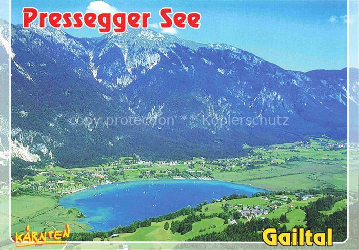 Presseggersee Villach Kaernten AT Presseggersee Gailtal Fliegeraufnahme Berge Al