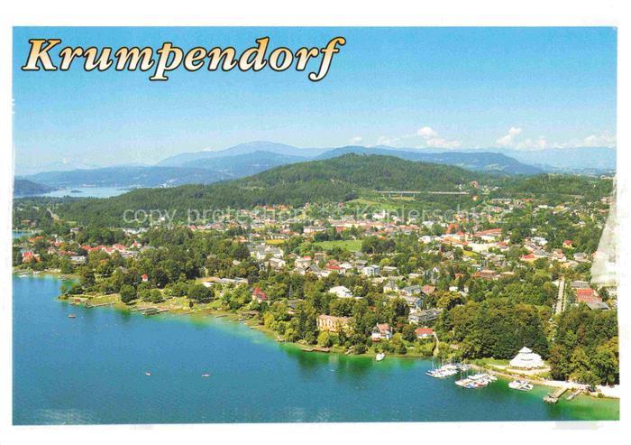 Krumpendorf Woerthersee Kaernten AT Woerther-See Fliegeraufnahme Ortschaft Boots