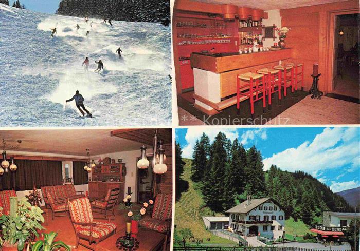 Sattelberghuette 2107m Tirol AT Pension-Garni-Kueng Skifahrer Skipiste Bar Aufen