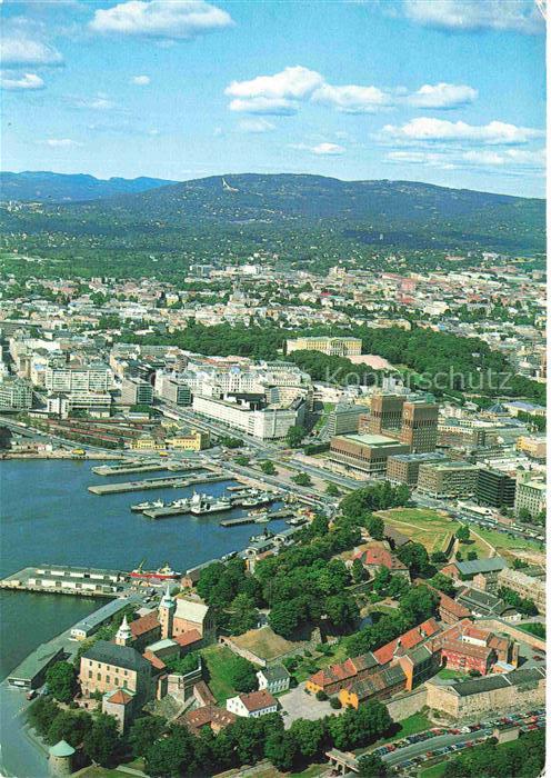 OSLO Norge Hafen Rådhuset Akershus-Festung Luftaufnahme Stadtpanorama Rathaus S