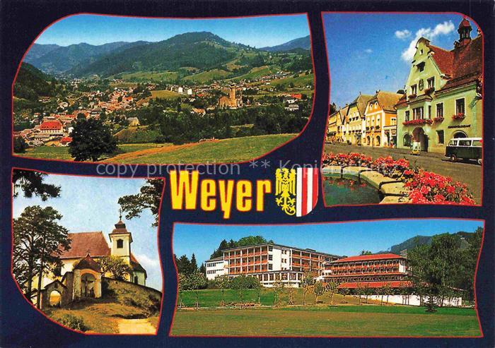 Weyer Enns Oberoesterreich AT Ortsansicht Markt Rathaus Wallfahrtskirche-St-Seba