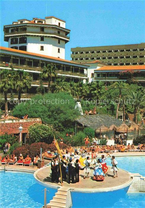 Playa del Ingles Gran Canaria ES Hotel-Parque-Tropical Pool Tanz Folklore Palmen