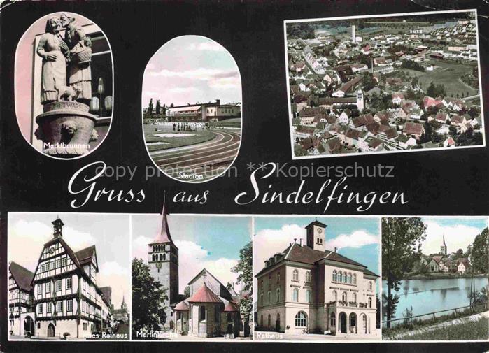 Sindelfingen BW Marktbrunnen Stadion Altes-Rathaus Martinskirche Rathaus See Fac