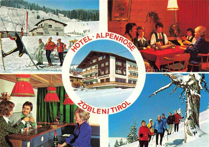 Zoeblen Ausserfern Tirol AT Hotel-Alpenrose Skilift Skifahrer Restaurant Bar Win