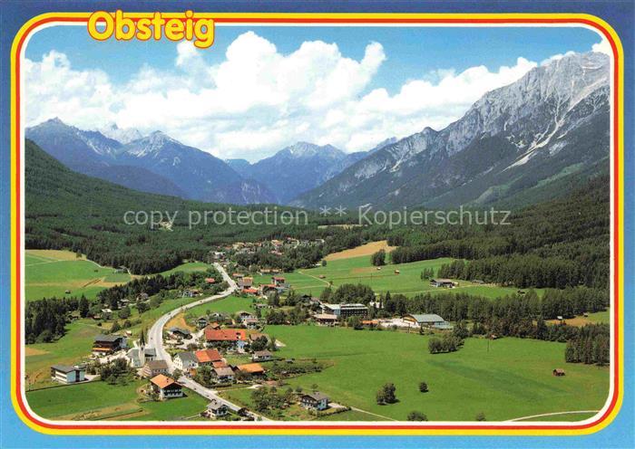 Obsteig Tirol AT Dorf Bergtal Wiesen Berge Wald Luftbild Sonnenberge