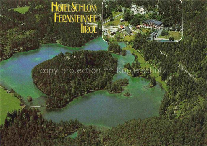 Fernsteinsee Nassereith Tirol AT Hotel-Schloss-Fernsteinsee See Wald Luftbild Sc