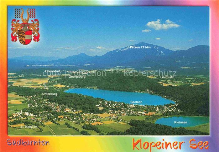 Klopeinersee Sankt Kanzian Kaernten AT Fliegeraufnahme See Petzen Eberndorf Geor