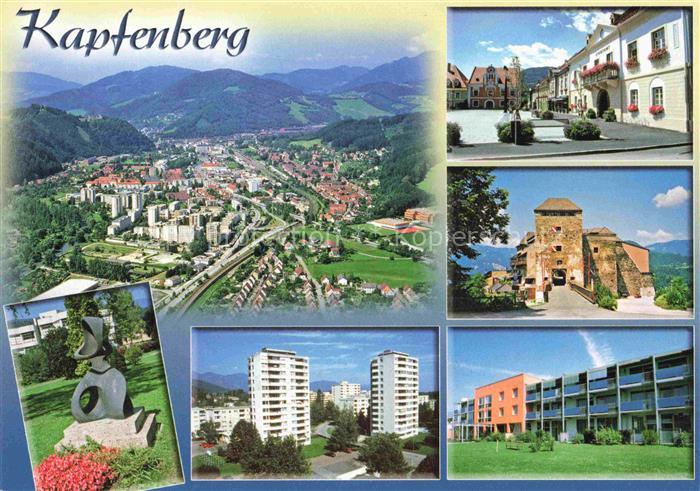 Kapfenberg Steiermark AT Fliegeraufnahme Stadtpanorama Marktplatz Burg Skulptur