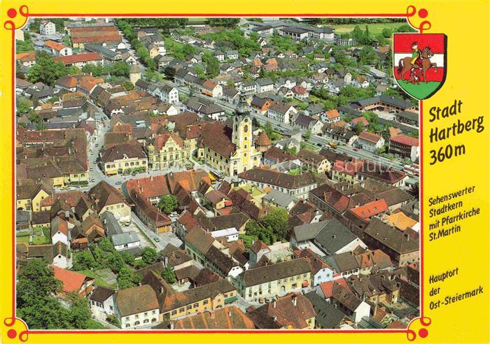 Hartberg Steiermark AT Fliegeraufnahme Stadtkern Pfarrkirche St-Martin Marktplat