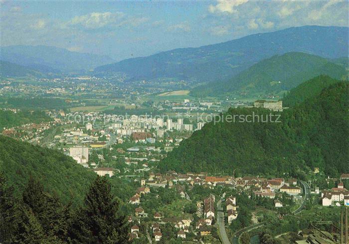 Kapfenberg Steiermark AT Stadtpanorama Muerztal Kindberg Berge Wald Burg Hochhae