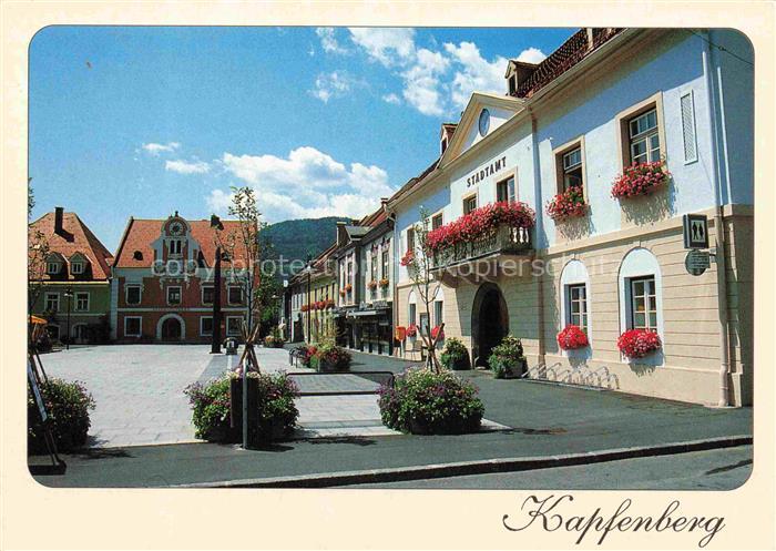 Kapfenberg Steiermark AT Hauptplatz Stadtamt Buergerhaeuser Blumenschmuck Marktp