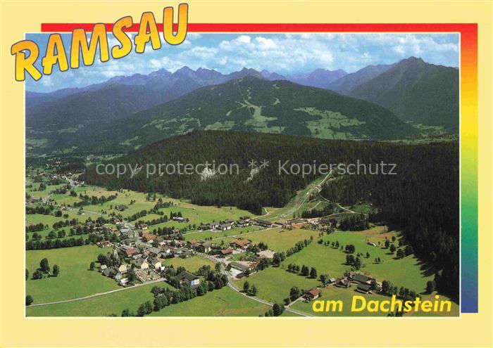 Ramsau Dachstein Steiermark AT Dachstein Sprungschanze Wald Berge Tal Ortschaft