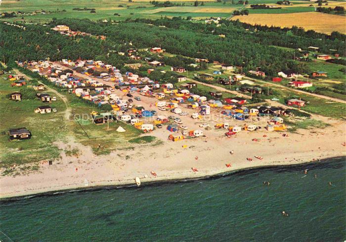 Bjerre Strand DK Camping Strand Luftbild Wohnwagen Zelte Meer Ferienhaeuser