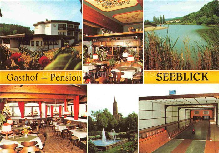 Eppingen Gasthof-Pension-Seeblick Gaststube Restaurant See Kirche Springbrunnen