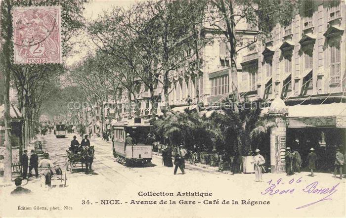 STRAssENBAHN Tramway-- Nice Avenue de la Gare Cafe de la Regence