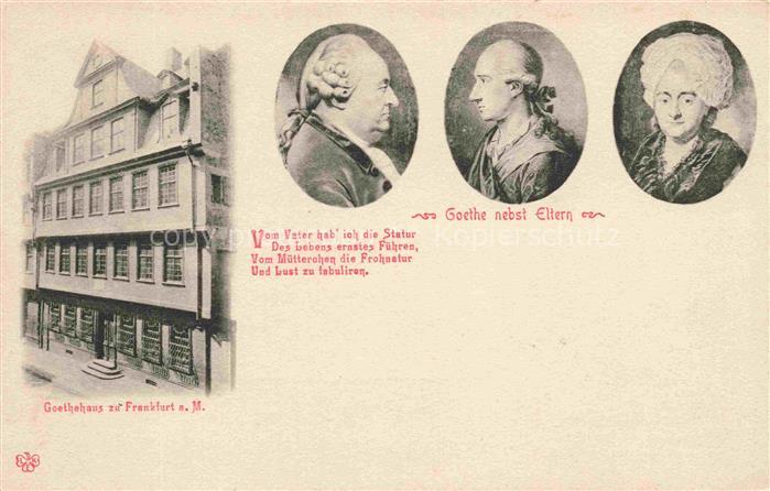 GOETHE Johann Wolfgang von (1749-1832) Dichter Goethehaus zu Frankfurt a. M.