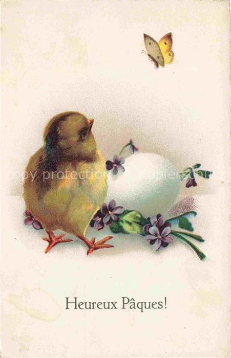 Ostern Easter Paques Pasqua-- Kueken Schmetterling Litho