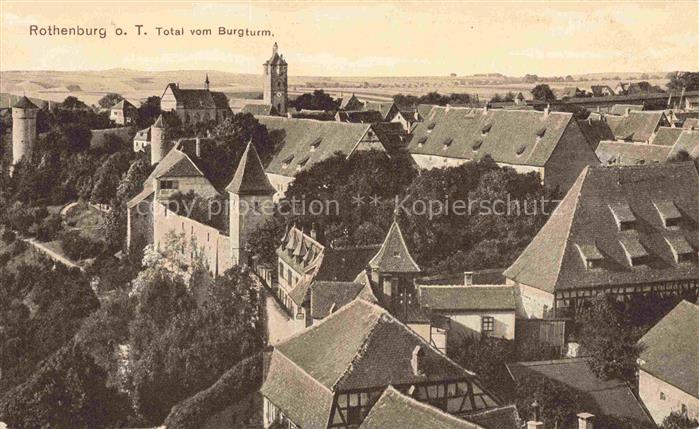 ROTHENBURG   TAUBER Bayern Burgturm Stadtmauer Tuerme Altstadt Daecher Fachwerkb