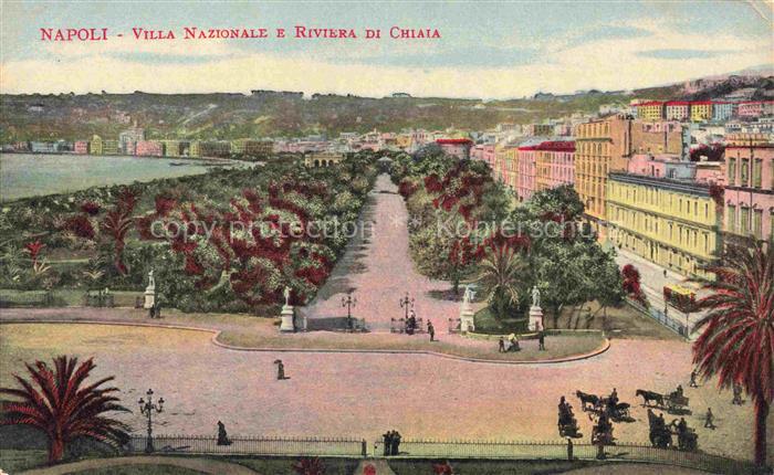 NAPOLI Neapel Naples IT Villa-Nazionale Riviera-di-Chiaia Park Promenade Palmen