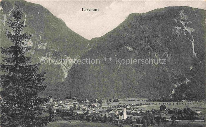 Farchant Berge Tal Dorf Kirche Tannen Panorama-Wettersteingebirge