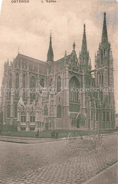 OSTENDE Oostende West-Vlaanderen Belgie Eglise Kirche Gotik Tuerme Pflasterstras