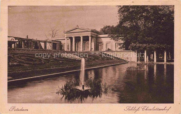 POTSDAM CITY Schloss-Charlottenhof Park Teich Springbrunnen Saeulenportikus Gart