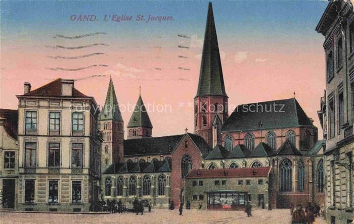 GENT Gand Belgie Eglise-St-Jacques Kirche Platz Turm Glockenturm Passanten