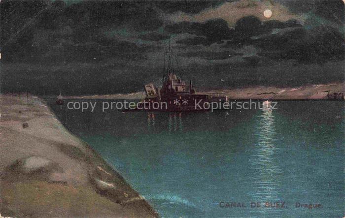 SUEZ Canal de Egypt Canal-de-Suez Drague Baggerschiff Nacht Mond Wasser Kanal