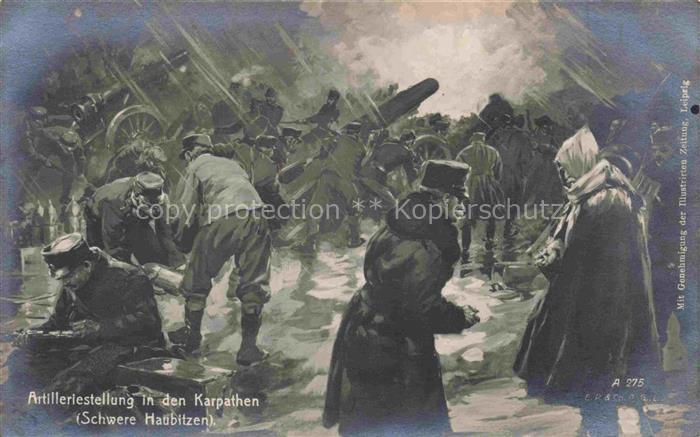 Karpathen Karpaten (Gebirgszug) SK UA PL RO Artilleriestellung Haubitzen Soldate