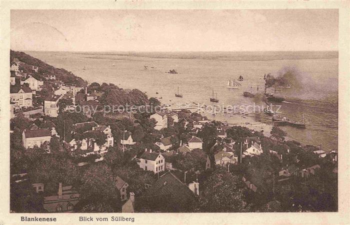 Blankenese Hamburg Suellberg Elbe Schiffe Dampfer Segelschiff Stadtpanorama Baeu