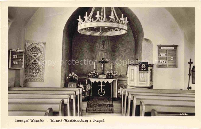 Oberbaerenburg Baerenburg Evangelische-Kapelle Kircheninnenraum Altar Kronleucht