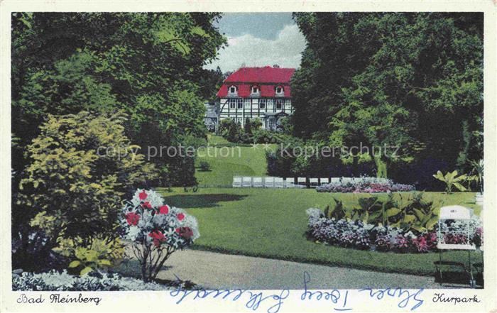 Alt Meinberg Kurpark Fachwerkhaus Blumenbeet Rasen Park Gartenanlage