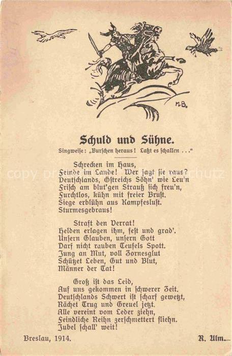 WROCLAW Breslau PL Schuld-und-Suehne Gedicht Ritter Patriotismus Erster-Weltkrie