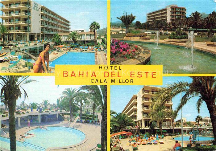 CALA MILLOR Mallorca ES Hotel-Bahia-del-Este Pool Palmen Hotelanlage Liegestuehl