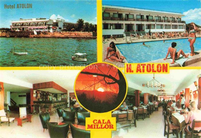 CALA MILLOR Mallorca ES Hotel-Atolon Pool Strand Sonnenuntergang Bar Restaurant
