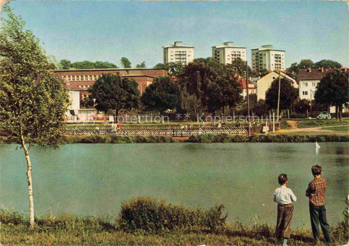 GIEssEN Lahn Schwanenteich Lahn Hochhaeuser Sporthalle Kinder Teich Birke
