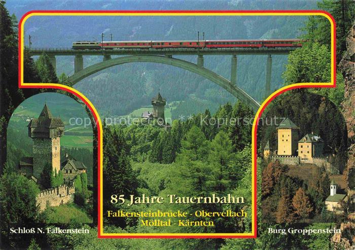 Obervellach Moelltal Kaernten AT Tauernbahn Falkensteinbruecke Eisenbahn Viadukt