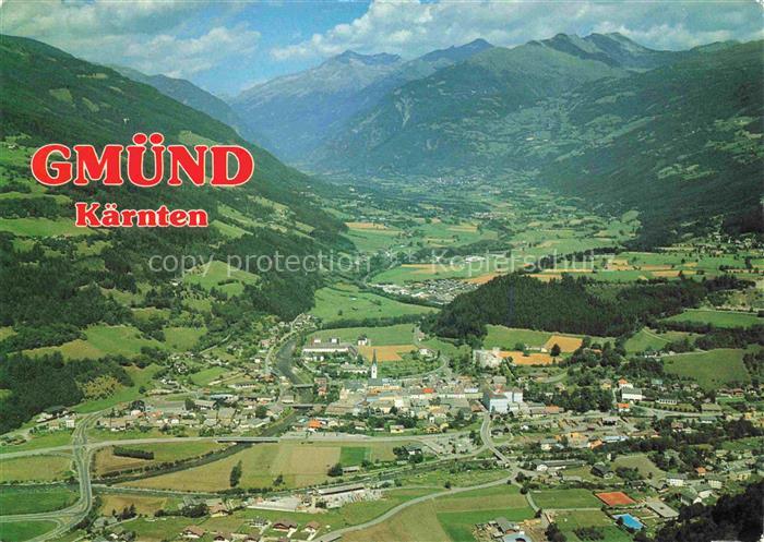 Gmuend Liesertal Maltatal Kaernten AT Luftaufnahme Talblick Kirche Fluss Berge W