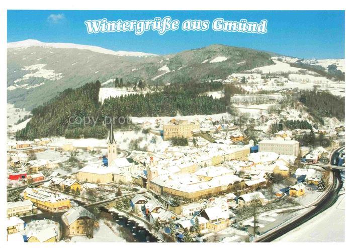 Gmuend Liesertal Maltatal Kaernten AT Winteransicht Schnee Kirche Schloss Luftau