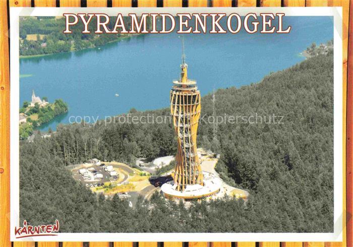 Keutschach am See Kaernten AT Pyramidenkogel Aussichtsturm Woerthersee Wald Flie