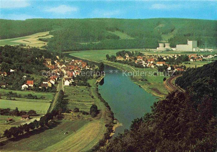 Wuergassen Beverungen Hoexter NRW Weser Kernkraftwerk Fluss Dorf Wald Panorama B