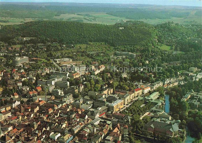 BAD KIssINGEN Bayern Luftbild Stadtansicht Fluss Kirche Wald Huegel