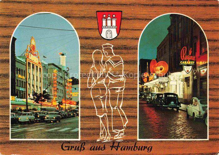 HAMBURG  CITY St-Pauli Reeperbahn Nachtleben Cabaret Regina Autos Neon Wappen