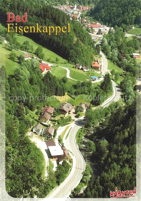 Bad Eisenkappel-Vellach Kaernten AT Kurort Luftkurort Wald Strasse Haeuser Kirch