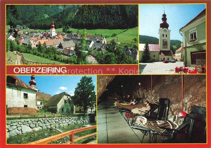 Oberzeiring Steiermark AT Kirchturm Dorf Schaubergwerk Asthmaheilstollen Bach Mu