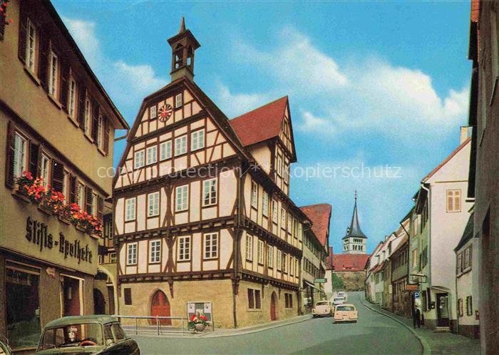 Sindelfingen BW Altes-Rathaus Fachwerk Stifts-Apotheke Kirchturm Marktplatz Stra